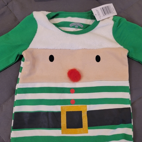 NEW Holiday unisex  cozy Elf baby romper with matching hat size 12 months - Picture 8 of 17